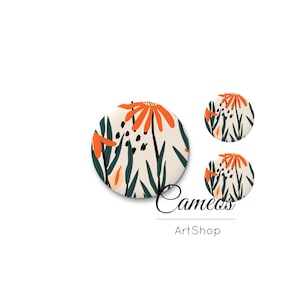 Fiori Cabochon in vetro 1x25mm e 2x12mm, 1x20mm e 2x10mm, Cupola di vetro, cabochon in vetro fotografico posteriore piatto per fai da te - S1636