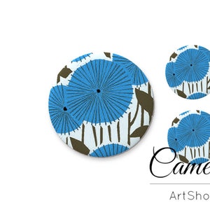 Cabochon a forma di fiore, cabochon in vetro 1 x 25 mm e 2 x 12 mm, 1 x 20 mm e 2 x 10 mm, cabochon con motivo retrò, cabochon in vetro fotografico, cupola in vetro - S1574