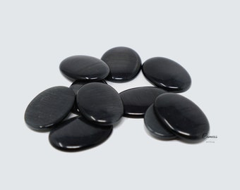 Oval Black Glass Cat Eye Beads, Blue 18x25mm cabochons, Cat Eye glass beads, Gemstone Cats Eye, 4pcs or 10pc