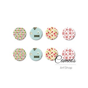 8 pcs Cabochons de Noël Motive, Cabochons en verre 10mm 12mm 20mm 25mm, Dôme en verre, Dôme en verre image, Bijoux de Noël - S1566