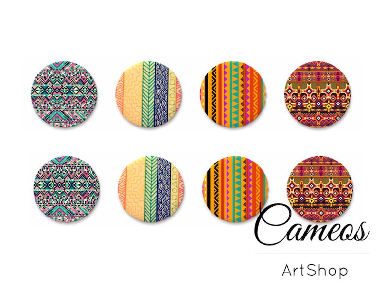 8 Pcs Glass Cabochon, Cabochon 10mm, 12mm, 14mm or 18mm, Retro Pattern ...