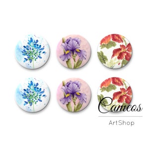 Ensemble cabochon en verre floral rose violet dôme rond dos plat pendentif à breloques collier fabrication de bijoux fournitures d'artisanat bricolage - L617