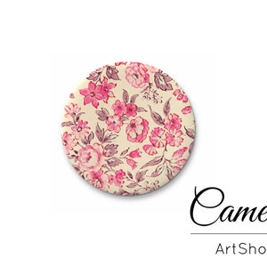 Cabujones florales rosas, cabujón de vidrio de 12 mm, cabinas con patrón de flores, cabujón redondo de espalda plana, cúpula de cristal fotográfico, cabinas para pendientes - G956