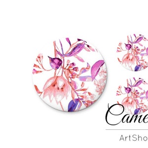 Lela Blumen Cabochon 1X25mm und 2x12mm oder 1x20mm und 2x10mm, Blumen cabochon, cabochon glas blume, cabochon fassung- S1570