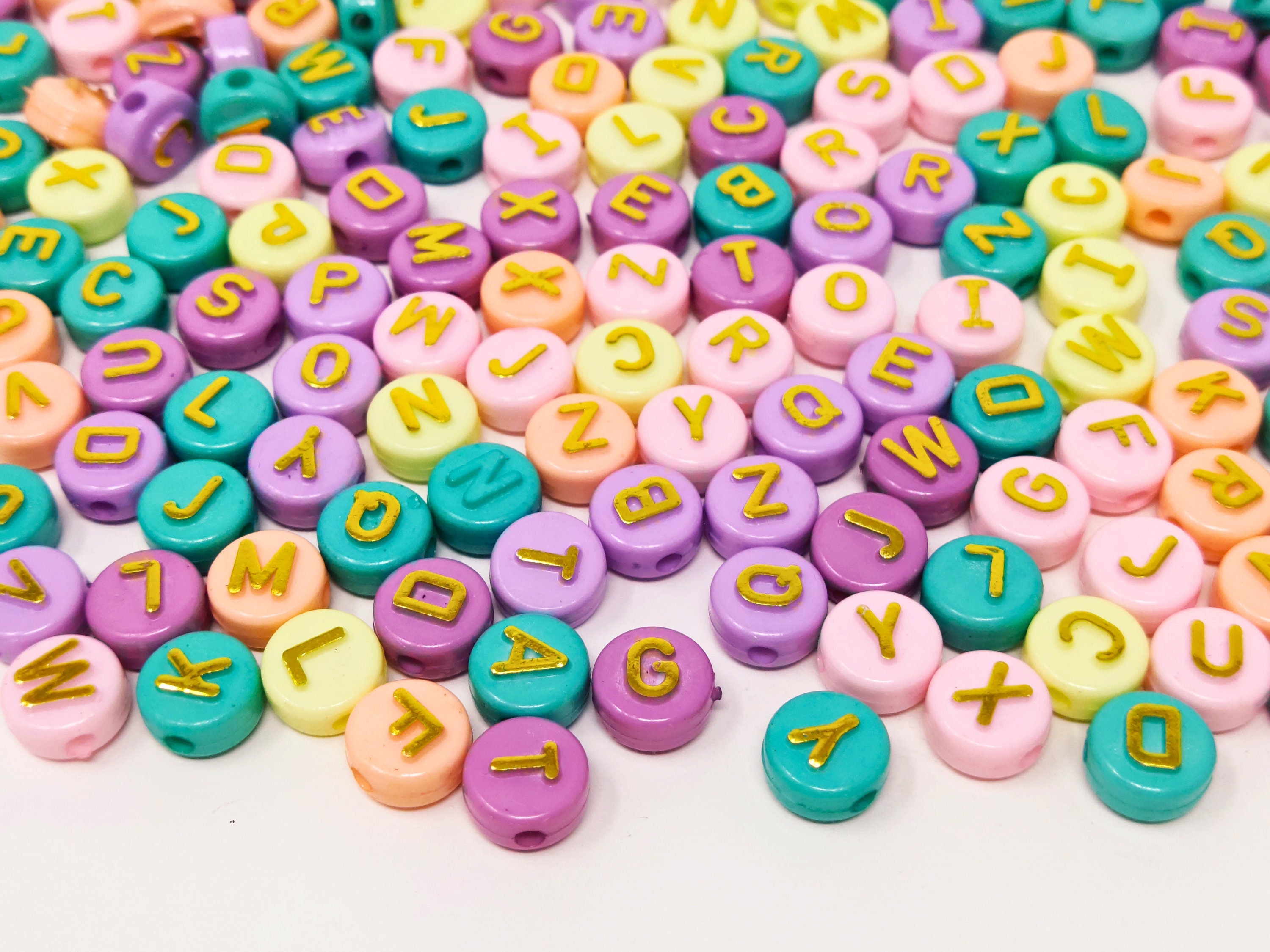 Opaque Plastic Charms, Mixed Letters, Mixed Color, Letter, 13~14x5~13x4mm,  Hole: 2mm, about 760pcs/200g