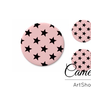 Pink Stars Glas Cabochon 1x25mm en 2x12mm, 1x20mm en 2x10mm, handgemaakte cabos, Platte achterkant fotoglas cabochons voor diy- S1545