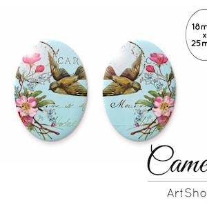 Cabochons en verre 18x25mm, Cabochons vintage, Cabines dôme en verre, Cabochon en verre photo pour la fabrication de bijoux, Perles de verre - 0120