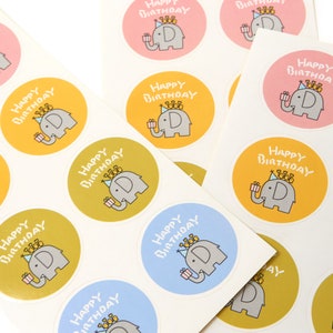 Adesivo de presente, adesivo de feliz aniversário, adesivos de aniversário de elefante, adesivos de scrapbook para animais de estimação, adesivo de festa, adesivos de convite de aniversário, 8 peças