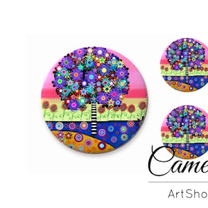 Cabochons, Photo Verre Cabochon 25mm 20mm 12mm 10mm, Motif Fleurs cabochon, image verre cabochons pour bijoux - S1138