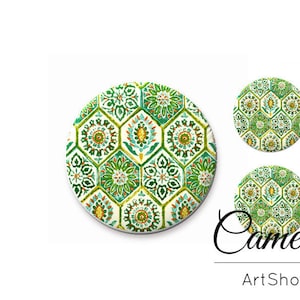 Cabochon en verre, Cabochons verts 25mm, 20mm, Perles de verre Tailes, fabrication de bijoux, cabochon en verre, image- S1322