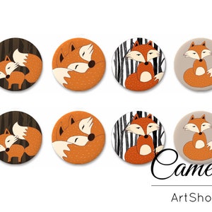 8 Stück Fuchs, Cabochon, Handgefertigte Foto Glascabochon, Fuchs Bild Glascabochon, Glaskuppel 10mm, 12mm, 14mm oder 18mm - C1663