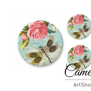 Cabochon, Cabochon in vetro 1x25mm e 2x12mm, 1x20mm e 2x10mm, cupola di vetro, cabochon in vetro fotografico posteriore piano per fai da te - S399