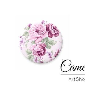 Cabujón de flor, cabochones de vidrio de 25 mm o 20 mm, paquete de 6, base plana rosa, suministros para la fabricación de joyas - G931