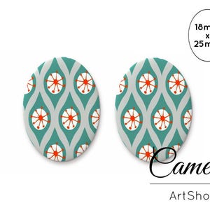 Glas Cabochon 18x25mm, Cabochons, Cabos, Retro Muster Cabochon, Foto Glas Cabochon, Cabochon Einstellung- 0682