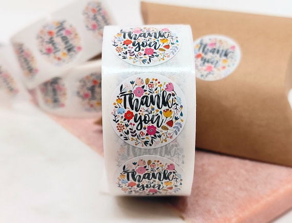 1 Inch Thank You Sticker Packaging Adhesive Paper Label Sticker for small business gift product packaging, 25pcs