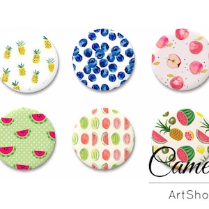 6 piezas cabujón de cúpula de vidrio, cabujones redondos de frutas 25 mm, 20 mm, fabricación de joyas, cabujón plano, cuentas de vidrio de sandía - G969