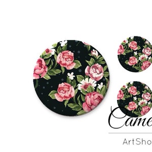 Cabochon fatto a mano, Cupole in vetro nero, fiori 8mm 10mm 12mm 14mm 16mm 18mm 20mm 25mm, cabochon in vetro fotografico- 1578
