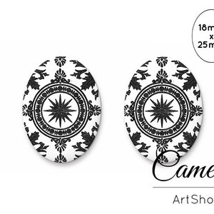 Cabochon in vetro 18x25mm, Cabochon retrò, Cabine a cupola in vetro, Cabochon in vetro fotografico per la produzione di gioielli, Perline di vetro, Ovale, Impostazione - 0724