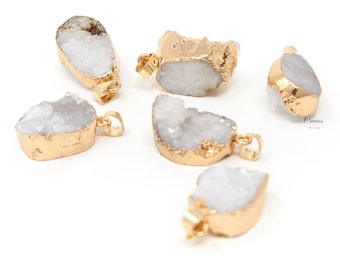 Natural Raw Druzy Agate Pendants, Nuggets, 20~25mm Natural Gemstone Pendants, Pendant with raw stone, Agate Charms, Agate Necklace, 1 pcs