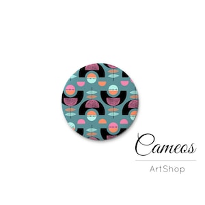 Cabochon retrò, 25 mm, 20 mm, confezione da 6, cabochon floreali, cabochon bombati, cabochon in vetro, gioielli, venditore in Europa - L628