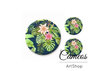 Cabochons, Photo Glass Cabochon 25mm 20mm 12mm 10mm, Flowers pattern cabochon, image glass cabochons for jewelry- S1320