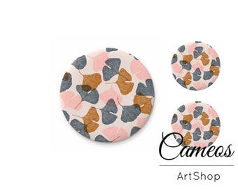 Glass Cabochon, Flower cabochon 1x25mm and 2x12mm, 1x20mm and 2x10mm, handmade cabochons, Flatback Cabochon, photo glass cabochon- S1519