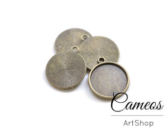 10/20 pièces Support Cabochon, Sertissage Cabochon, Plateau Pendentif en Bronze Antique 25mm, Lunette Vierge Cabochon, Cabochons