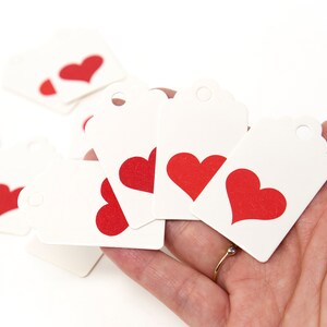 Etichetta regalo in carta a forma di cuore rosso, amore, etichette da 5 cm, etichette regalo rettangolari in carta a forma di cuore, etichette per merce, etichette sospese, etichette regalo ed etichette per gioielli, 20 pezzi