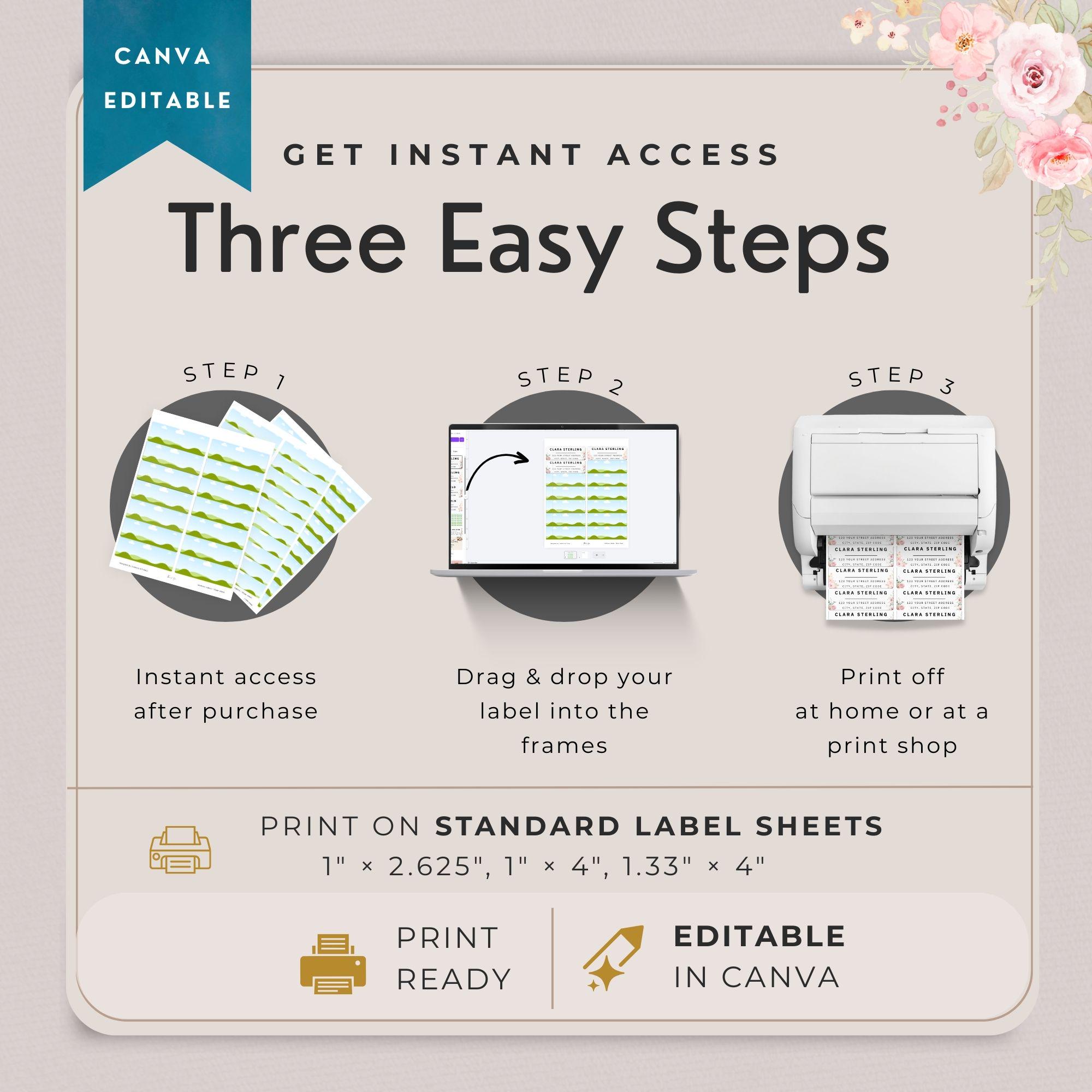 Address Label Template for Canva | Minimalist Shipping Frame Labels ...