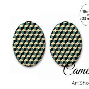 Cabochons en verre 18x25mm, Cabochons rétro, Cabines à dôme en verre, Cabochon en verre photo pour la fabrication de bijoux, Perles de verre, Ovale, Réglage - 0463