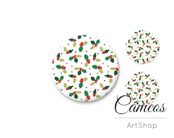 Christmas Cabochons, Glass Dome 25mm, 20mm, 18m, 14mm, 10mm, cabos, handmade photo glass cabochon - S296