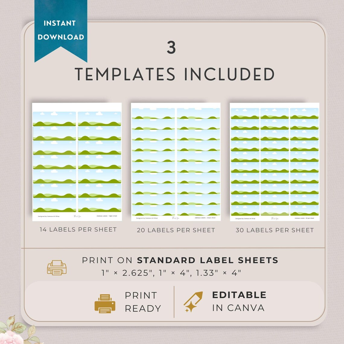 Address Label Template for Canva | Minimalist Shipping Frame Labels ...