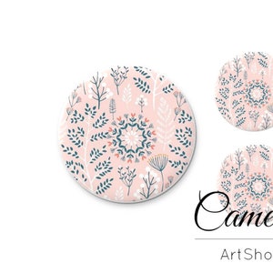 Fiori Cabochon, Cabochon di vetro 1x25mm e 2x12mm, 1x20mm e 2x10mm, Cabochon a motivi floreali, Cabochon di vetro fotografico, Cupola di vetro - S1569