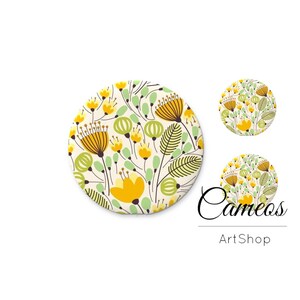 Cabochon in vetro 1x25mm e 2x12mm, 1x20mm e 2x10mm, Cabochon modello fiori, Cabochon in vetro fotografico per fai da te - S1613