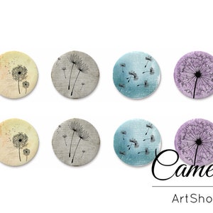 8 Stück Cabochon 10 mm, 12 mm, 14 mm oder 18 mm, Löwenzahn handgemachte Cabos, Flatback Cabochon, Fotoglas Cabochon, Schmuckherstellung, Zubehör - C1145