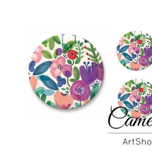 Fiori Cabochon di vetro, Cabochon 1x25mm e 2x12mm, 1x20mm e 2x10mm, Pattern cabochon, Glass Dome, Photo Glass Cabochon- S1509