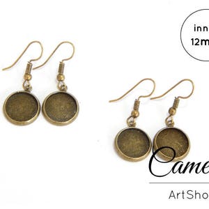 10 pcs (5 pairs)  Bezel Earring Blank, 12mm Bezel Earring, Bezel Leverback earring hooks with trays, Cabochon Settings, Earring Trays