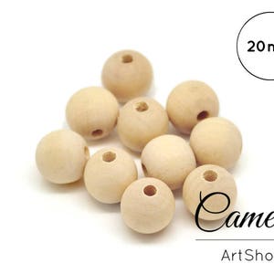 10 pcs Wood Beads, Wooden Beads 20mm, Unfinish Wooden Beads, Geometric Wood Bead, Round wood beads, Natural Wooden Beads for jewellry image 1