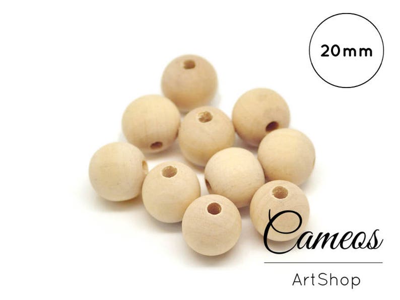 10 pcs Wood Beads, Wooden Beads 20mm, Unfinish Wooden Beads, Geometric Wood Bead, Round wood beads, Natural Wooden Beads for jewellry image 1