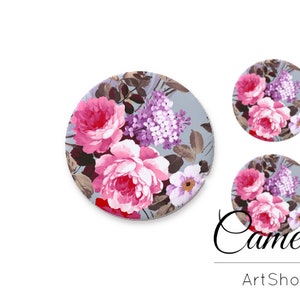 Cabochon di vetro floreale Set rosa viola cupola rotonda Flatback ciondolo ciondolo borchie collana gioielli facendo crafting fornitura fai da te- 1576