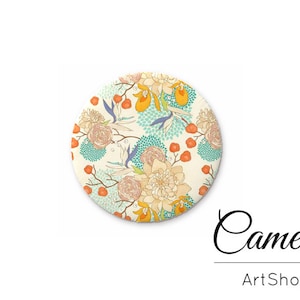 Cabochons dôme en verre floral orange de 10 mm à 25 mm, cabochons à motif de fleurs, cabochon rond rétro plat, dôme en verre photo - G948