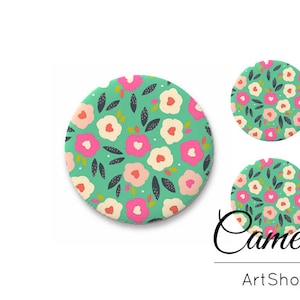 Cabujones Florales Verdes 1x25mm y 2x12mm, 1x20mm y 2x10mm, Cabujón plano hecho a mano, cabujones redondos, cúpula de cristal, diy- S1564