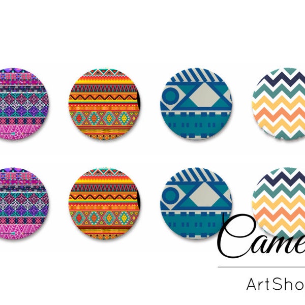 8 pcs Retro Glass Dome Cabochon 10mm up to 18mm, handmade flatback cabochon, chevron photo cabochon, glass beads - C1638