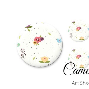 Kleine Blumen Cabochon 1X25mm und 2x12mm oder 1x20mm und 2x10mm, Blumen cabochon, cabochon glas blume, cabochon fassung- S1568