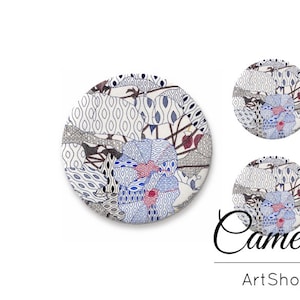 Cabochon in vetro, Cabochon astratto 1x25mm e 2x12mm, 1x20mm e 2x10mm, Cabochon Flatback fatto a mano, modello Giappone, colore grigio - S1529