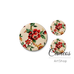 Bloemenglas Cabochon Set Rood Groen Ronde Dome Flatback Charm Hanger Studs Ketting Sieraden Maken Crafting Supply DIY - S1616