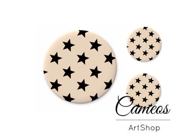 Beige Stars Glass Cabochon 1x25mm and 2x12mm, 1x20mm and 2x10mm, handmade cabos, Flat back photo glass cabochons for diy- S1546