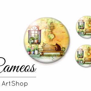 Cat Cabochons, Cabochon di vetro 1x25mm e 2x12mm, 1x20mm e 2x10mm, Cupola di vetro, cabochon di vetro fotografico fatti a mano per fai da te - S144