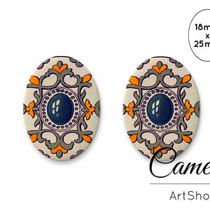 Cabochons en verre 18x25mm, Cabochons rétro, Cabines à dôme en verre, Cabochon en verre photo pour la fabrication de bijoux, Perles de verre, Ovale, Réglage - 0726