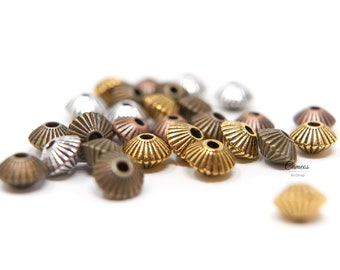 Spacer Beads - Perlen im tibetischen Stil - Runde Metallperlen - Bronze Spacers - Mixed Color Beads - Bicone Spacers - 7mm Spacer Beads - 50 Stück - 6mm